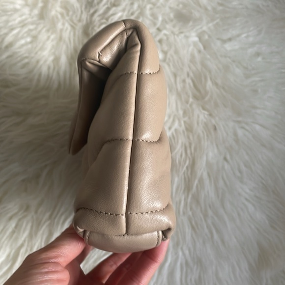 Yves Saint Laurent Lambskin Monogram Loulou Puffer Pouch Clutch Dark Beige - Picture 7 of 16
